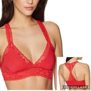 NWT PJ Salvage Red Lace Racerback Bralette Sz L